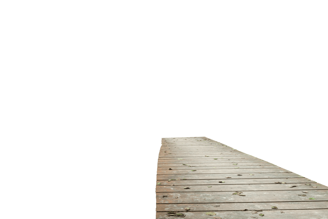 Wooden Deck with Leaves on Transparent Background for Summer Designs