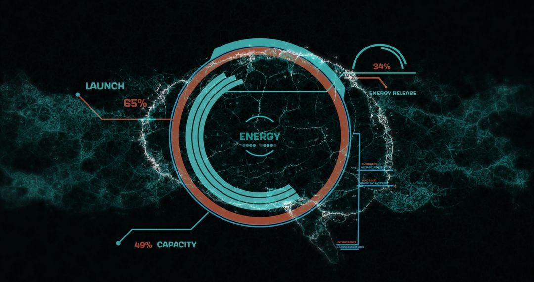 Futuristic Data Interface Visualizing Energy Dynamics