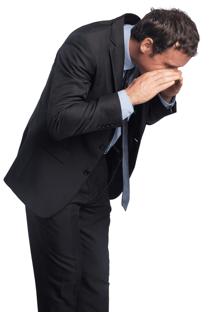 Caucasian Businessman Calling Out Isolated Transparent Background