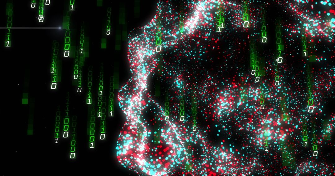 Digital Binary Code Mesh with AI Neural Connections on Black Background - Free Images, Stock Photos and Pictures on Pikwizard.com