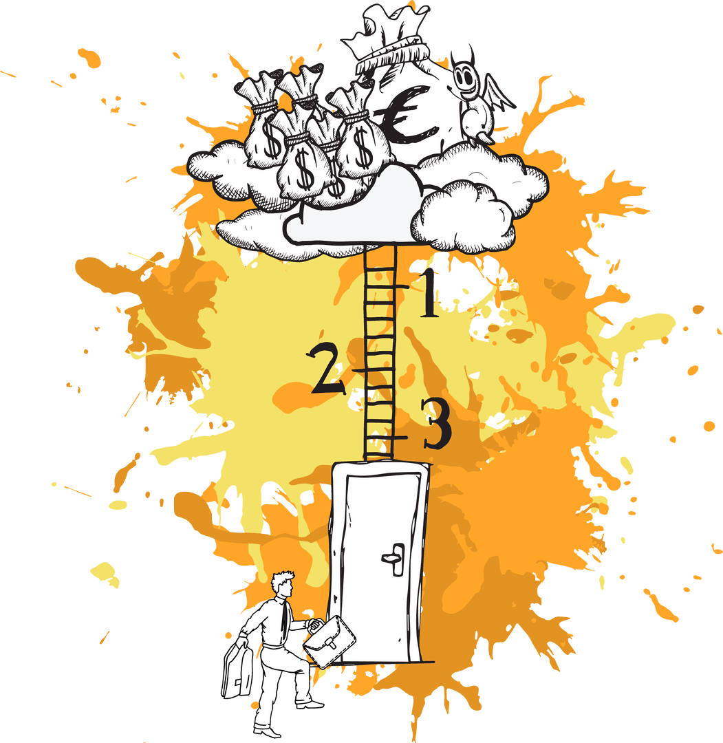 Illustration of Financial Success Ladder on Transparent Background