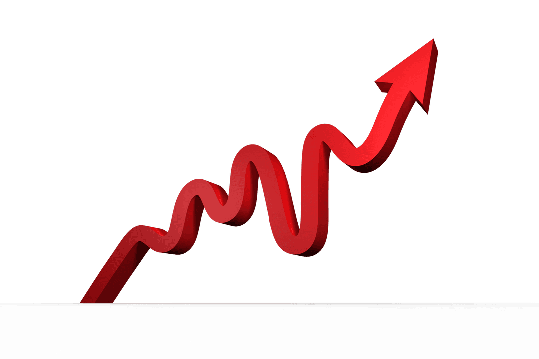 Red Upward Arrow Illustrating Success on Transparent Background