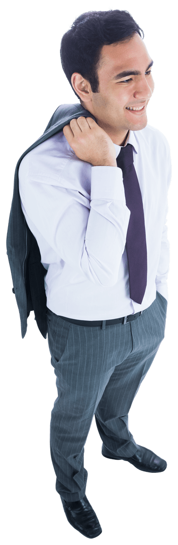 Happy Biracial Businessman with Suit on Transparent Background