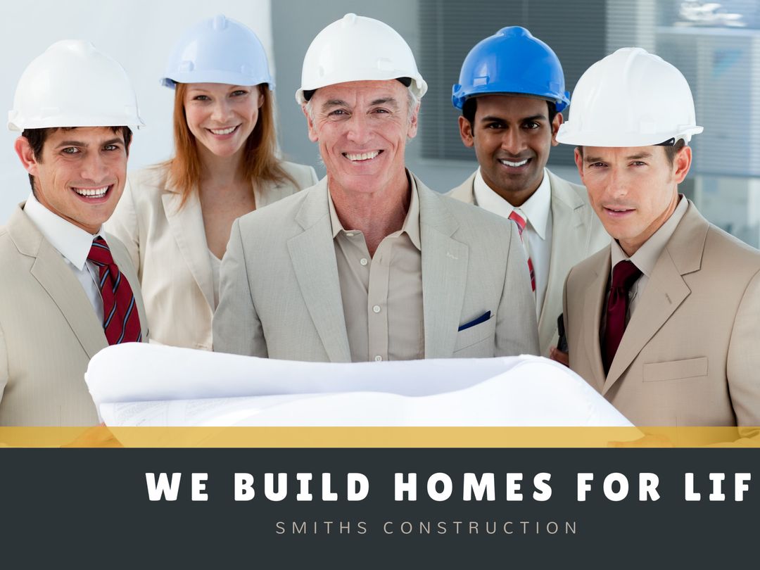 Diverse Construction Team with Blueprints Smiling Confidently - Download Free Stock Templates Pikwizard.com