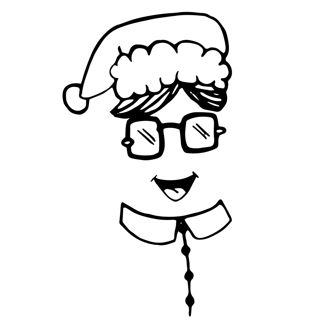 Digital Illustration of Christmas Character with Santa Hat on Transparent Background