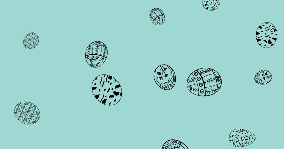 Colorful Easter Eggs with Intricate Patterns on Green Background