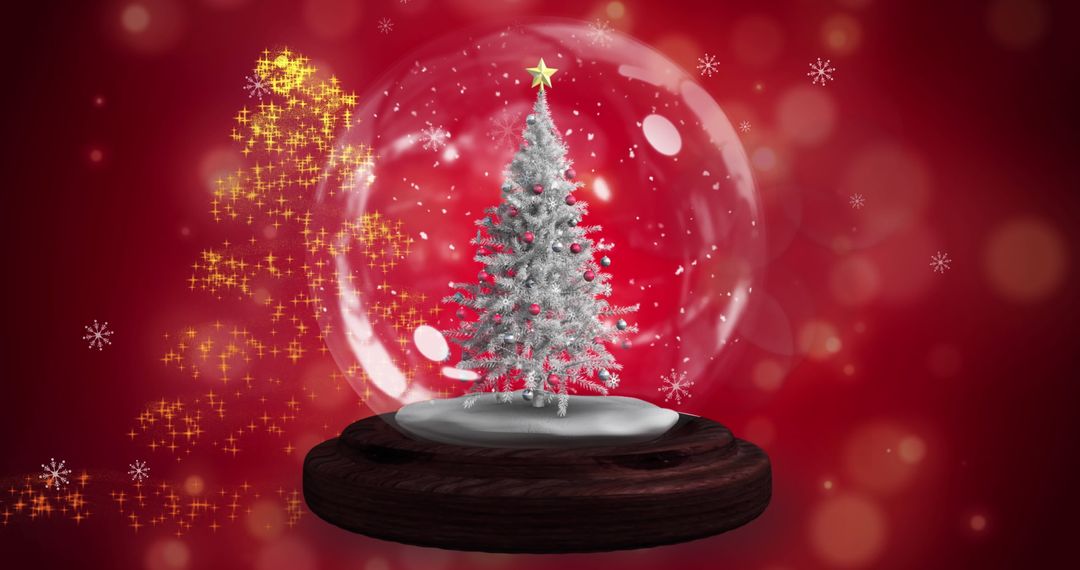 Festive Snow Globe Christmas Tree with Sparkling Lights