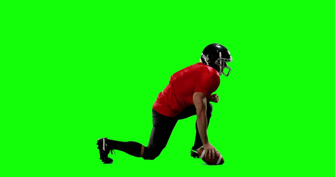 American Football Player Preparing for Snap on Green Screen Background - Free Images, Stock Photos and Pictures on Pikwizard.com