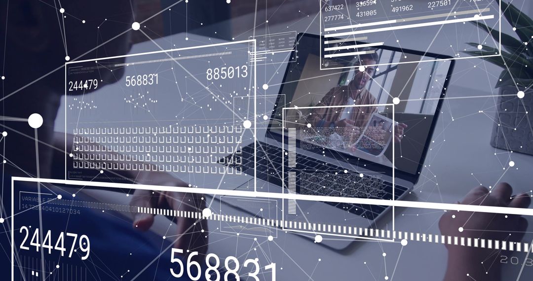 Businesswoman Working with Futuristic Interface at Office