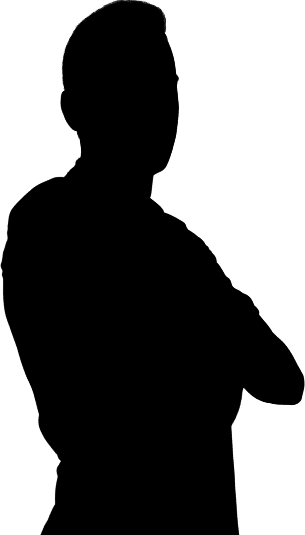 Transparent Silhouette Man Standing with Arms Crossed