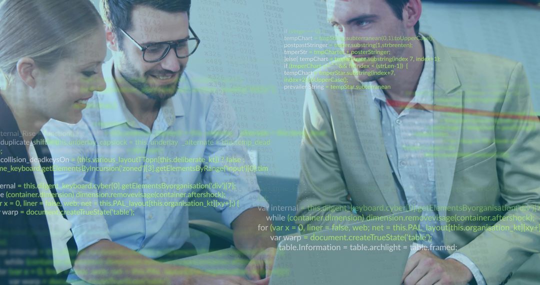 Team of Developers Collaborating on Project in Modern Office