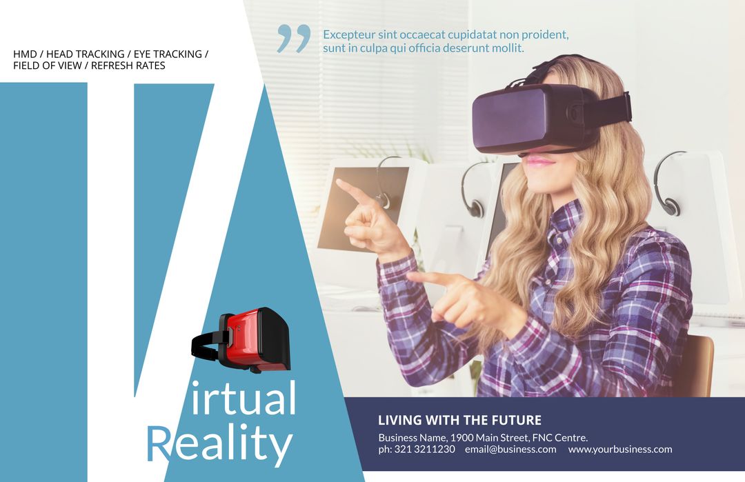 Woman Immersed in Virtual Reality Technology Experience