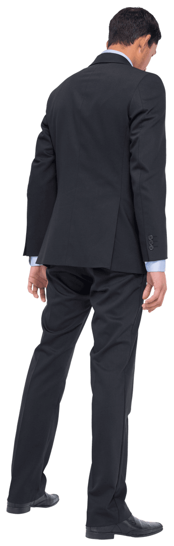 Biracial Businessman Standing in Suit on Transparent Background