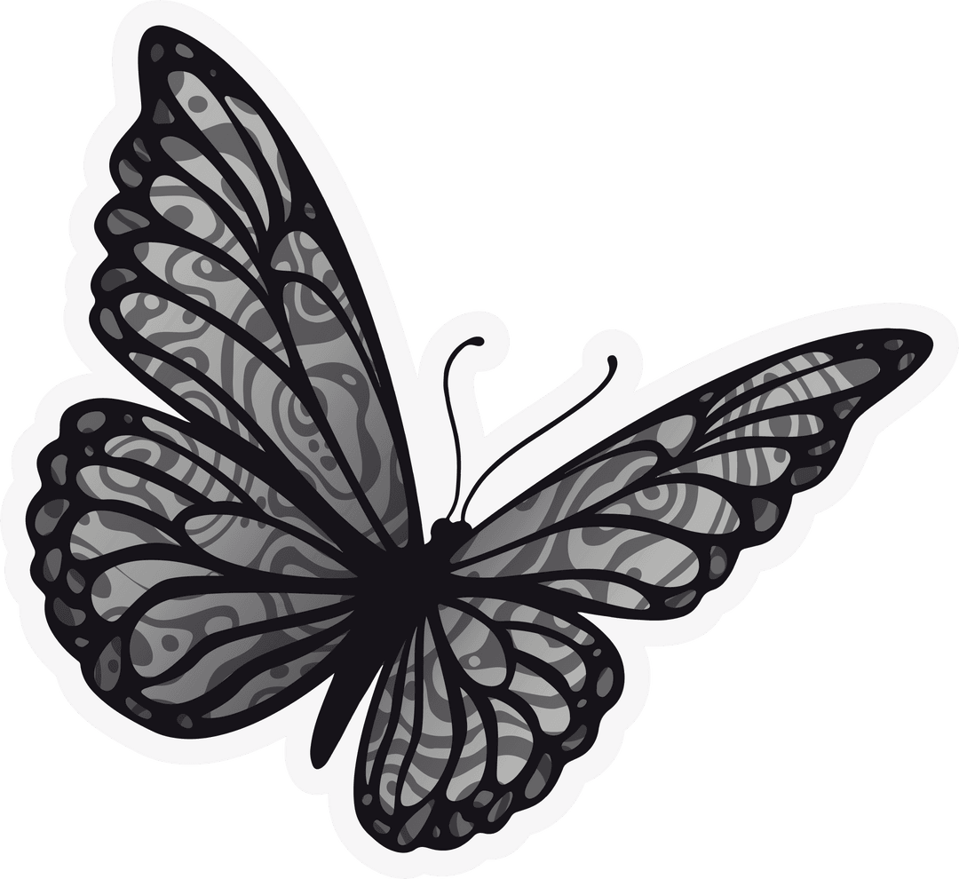 Monochrome Butterfly Emblem with Transparent Graceful Patterns