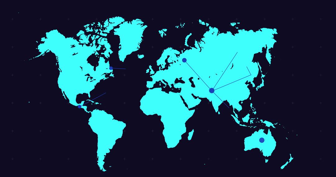 Global Network Connectivity on Blue World Map