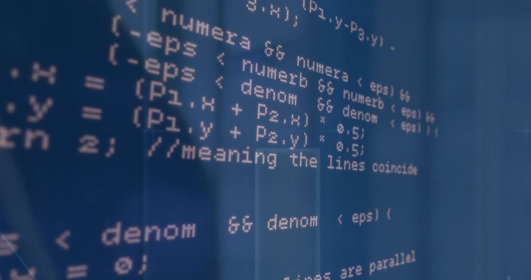 Digital Code on Blue Screen Representing Data Processing Concept