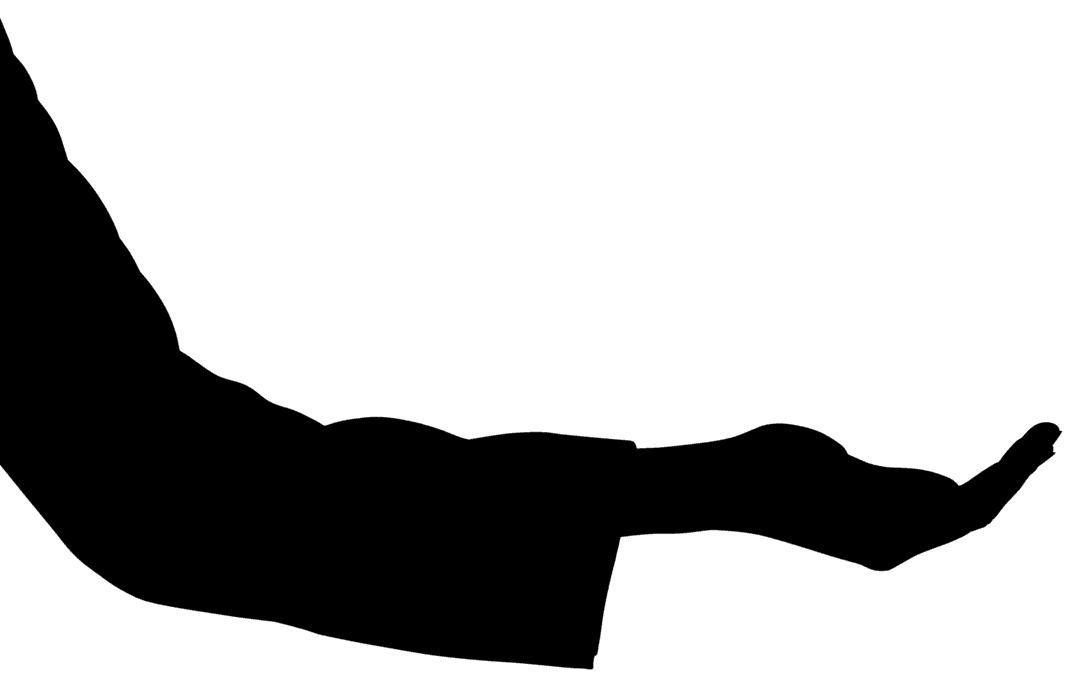 Silhouette of Hand Reaching Out Gesture on Transparent Background