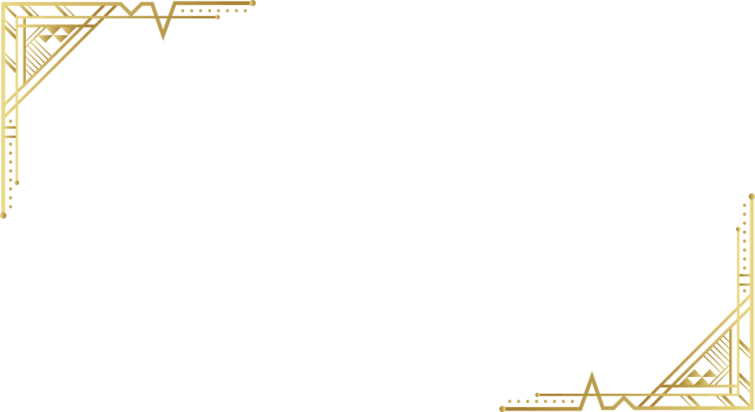 Art Deco Gold Corner Motifs on Transparent Background