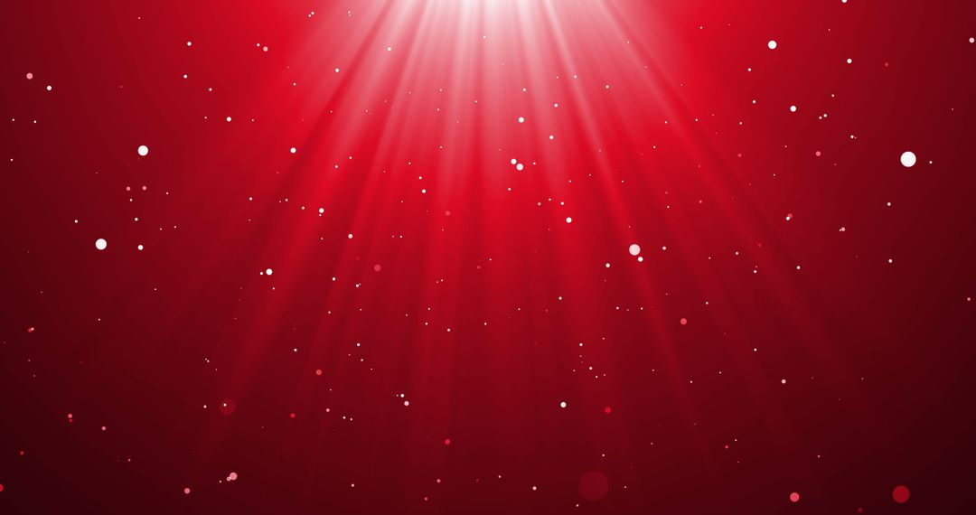 Falling Confetti and Light Rays on Red Background