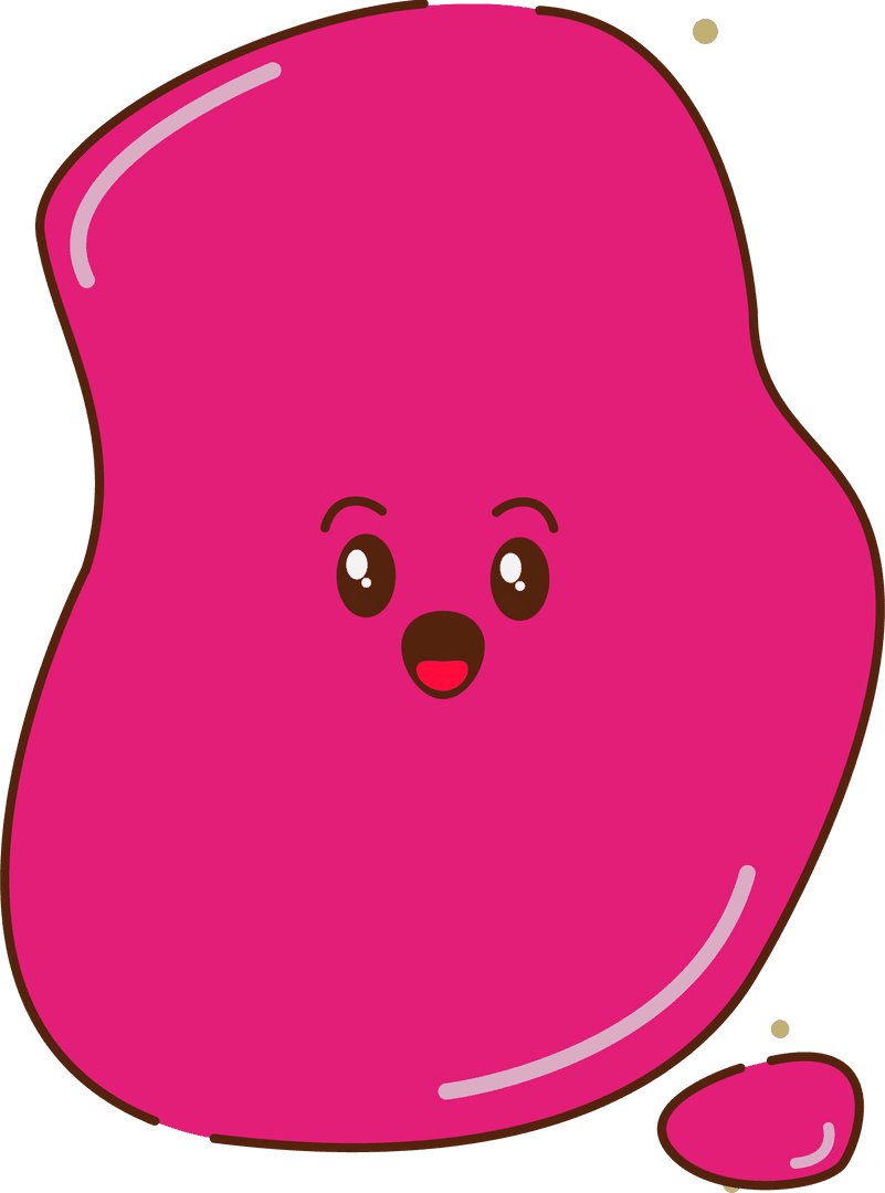 Cheerful transparent pink blob character with glossy finish