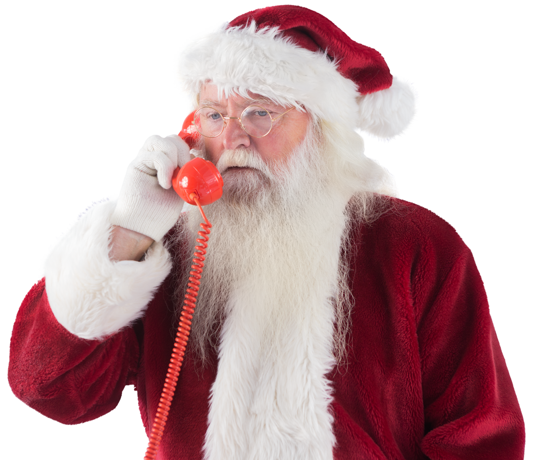 Transparent Santa Claus Talking on Vintage Red Rotary Phone - Download Free Stock Images Pikwizard.com