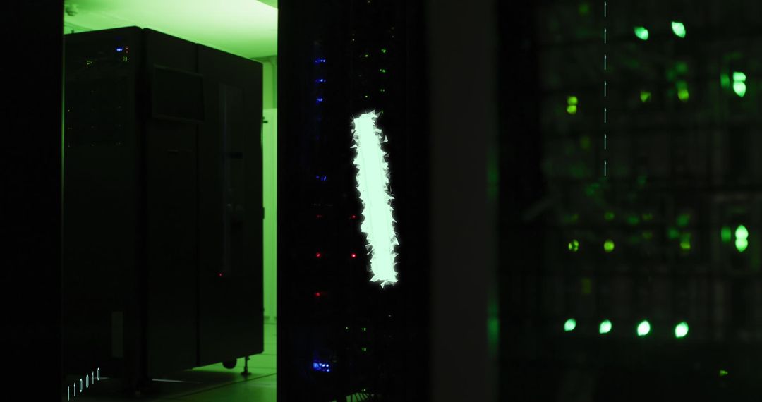 Futuristic Green-Tinted Data Center Technology