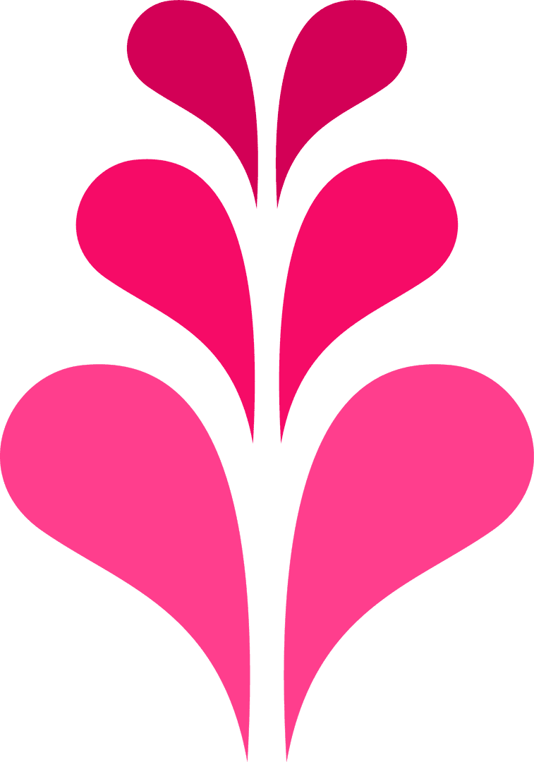 Transparent Floral Motif with Vibrant Red and Pink Droplets