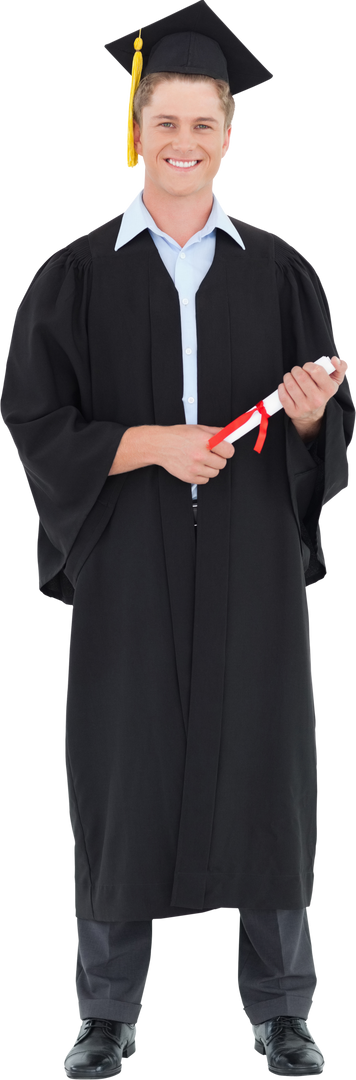 Transparent Background of Smiling Graduate Holding Degree in Hand - Download Free Stock Images Pikwizard.com