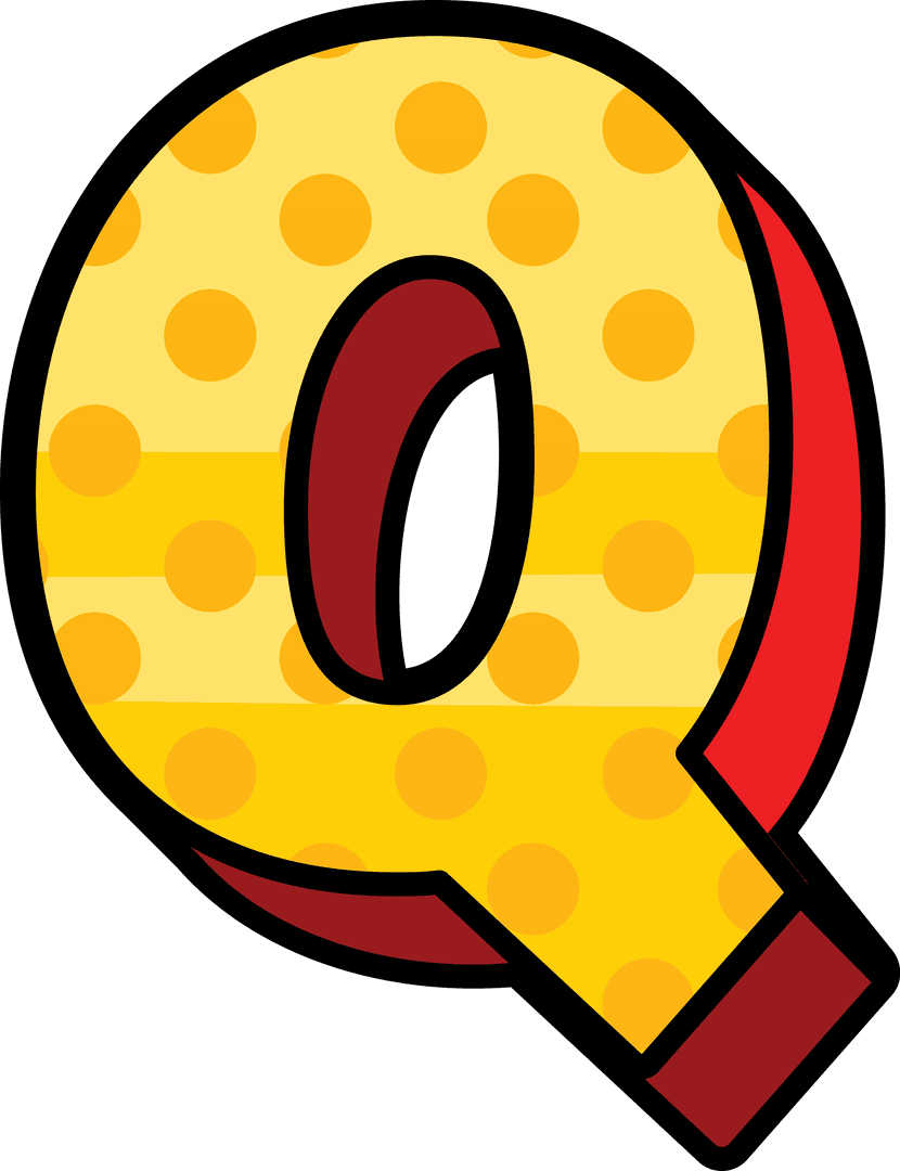 Colorful Letter Q with Dots on Transparent Background