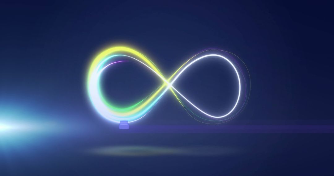 Neon Infinity Symbol on Dark Blue Background