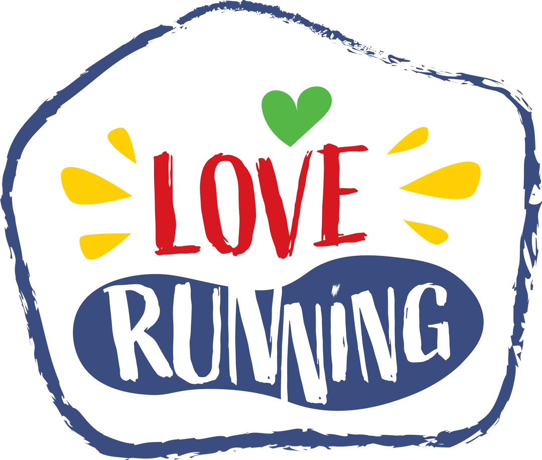 Love Running Text Design on Transparent Background