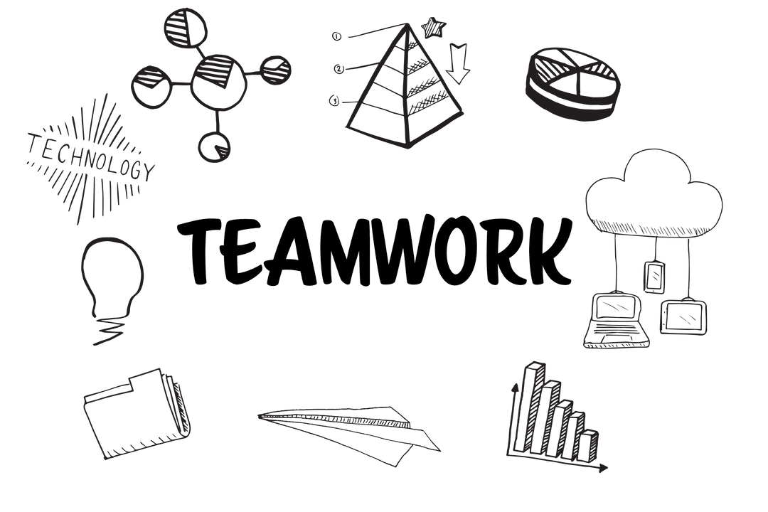 Transparent Teamwork Concept with Chart Icons on Transparent Background