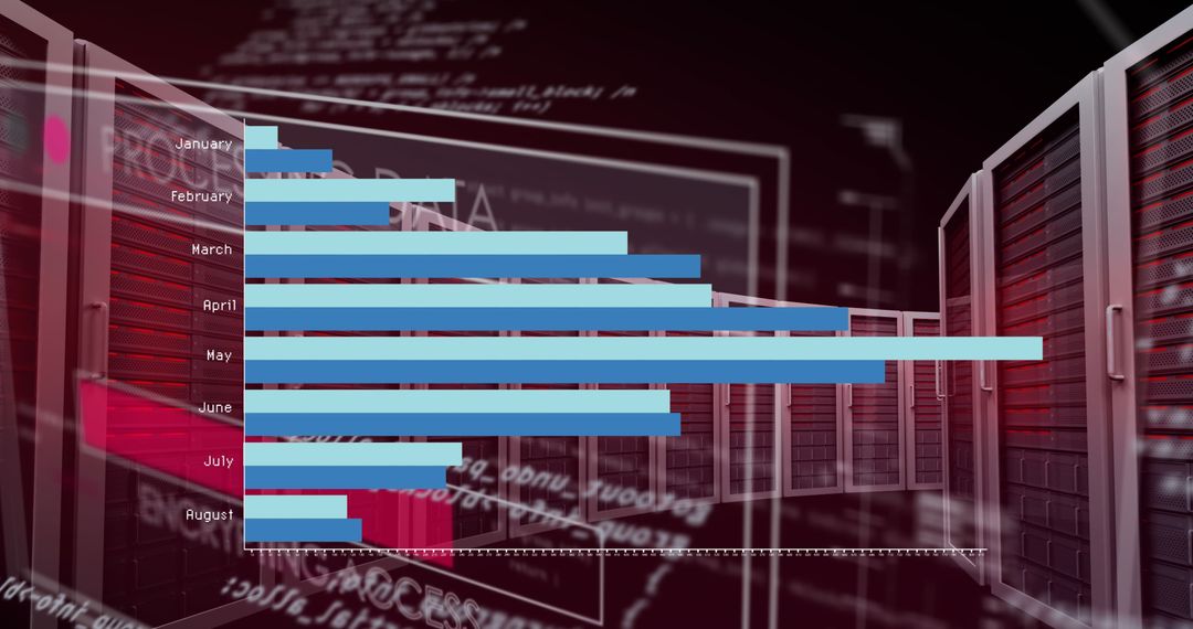 Data Processing Concept with Servers and Analytics