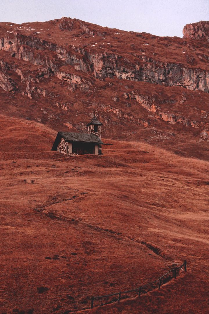 Solitary Chapel in Rugged Mountainous Landscape at Dusk - Free Images, Stock Photos and Pictures on Pikwizard.com