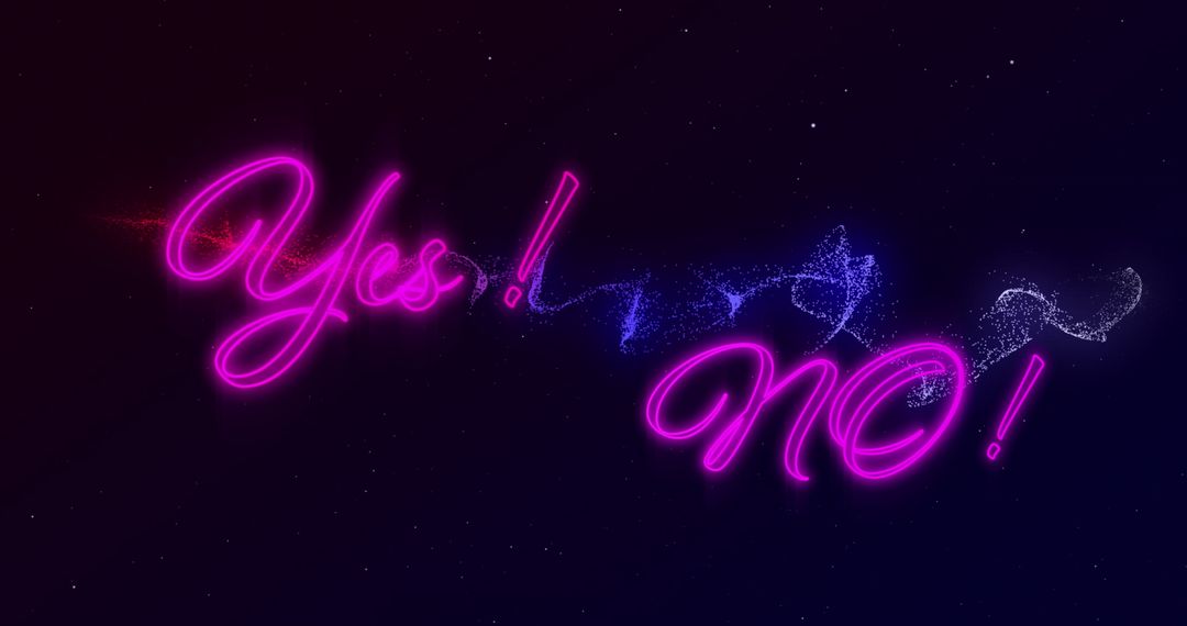 Yes and No Neon Text with Vapor Trails Symbolizes Indecision