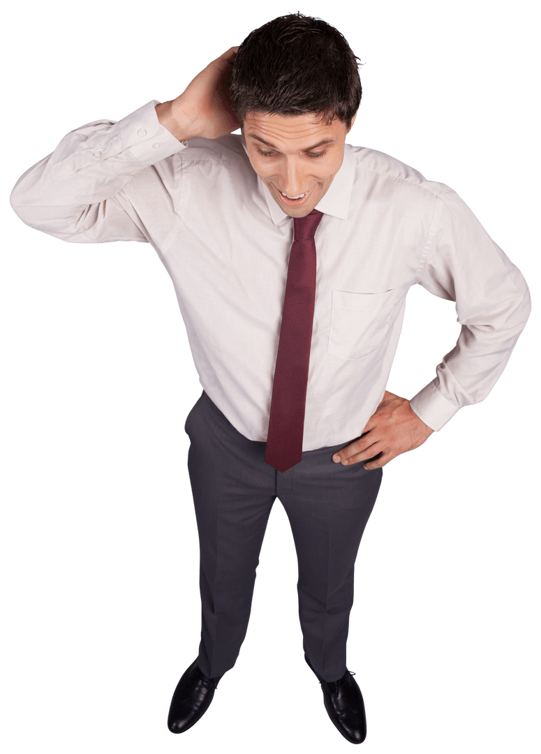 Caucasian Businessman Scratching Head with Confused Expression Isolated