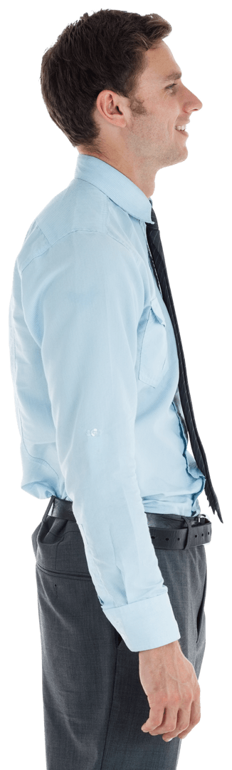 Transparent Businessman Smiling Wearing Formal Attire