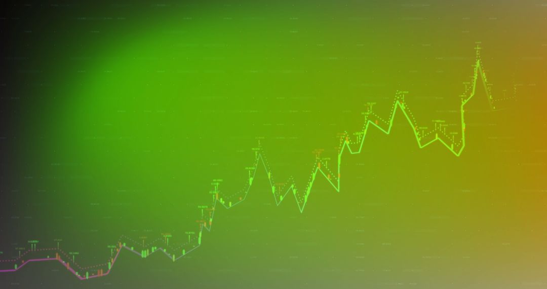 Ascending Line Graph on Vivid Green Abstract Financial Background
