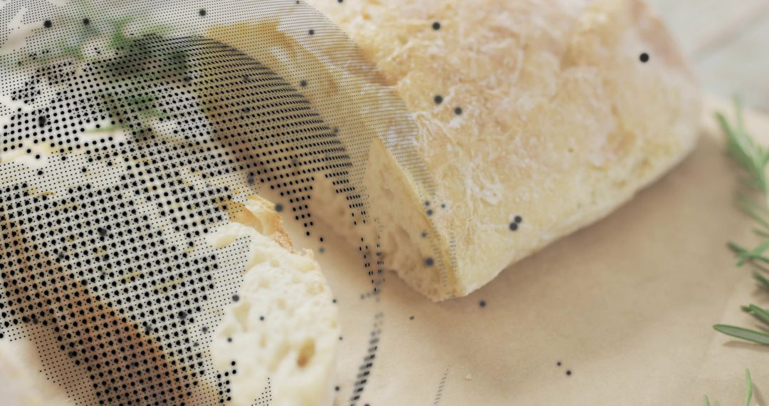 Artisanal Aged Cheese Crumbling on Parchment with Rosemary Rustic Culinary Closeup