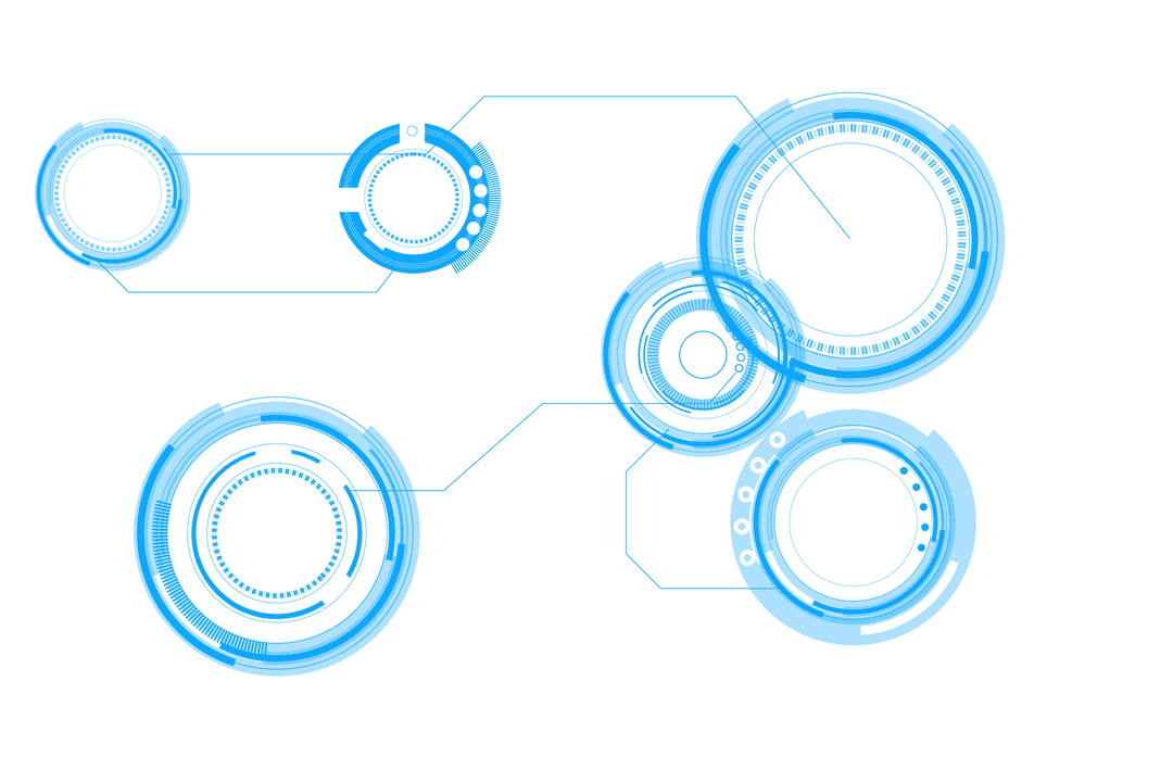 Blue transparent digital scanning circles vector interface design