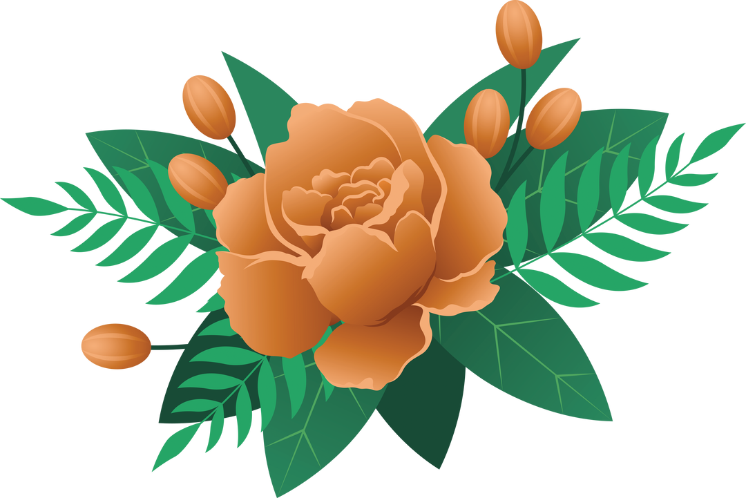 Transparent Vector Orange Rose with Green Leaves Isolated - Download Free Stock Images Pikwizard.com