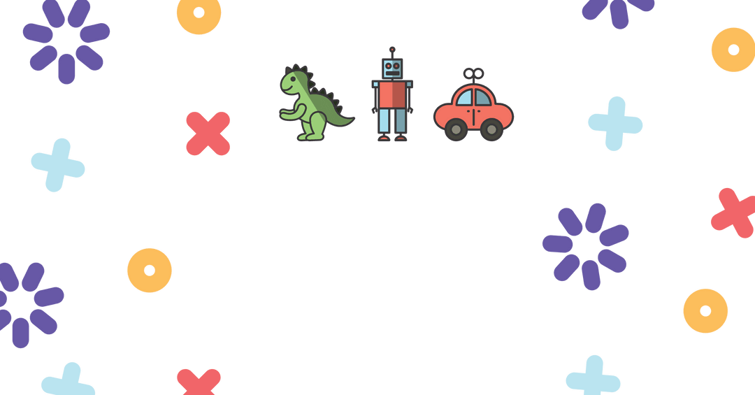 Colorful Toy and Flower Design on Transparent Backdrop