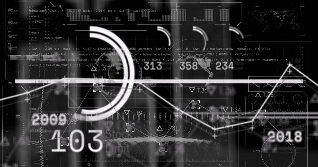 Futuristic Data Visualization Interface with HUD Elements