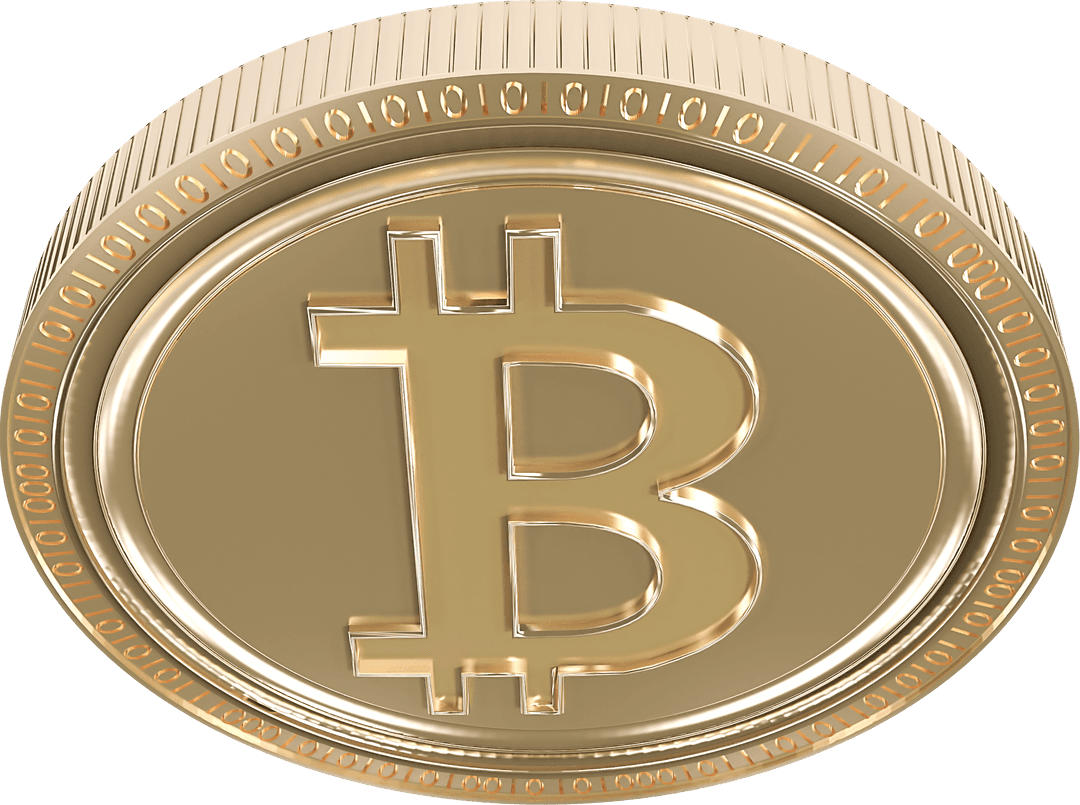 Gold Bitcoin Illustration on Transparent Background
