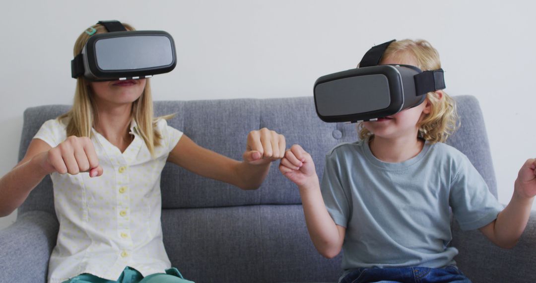 Children Immersed in Virtual Reality with VR Headsets at Home - Free Images, Stock Photos and Pictures on Pikwizard.com