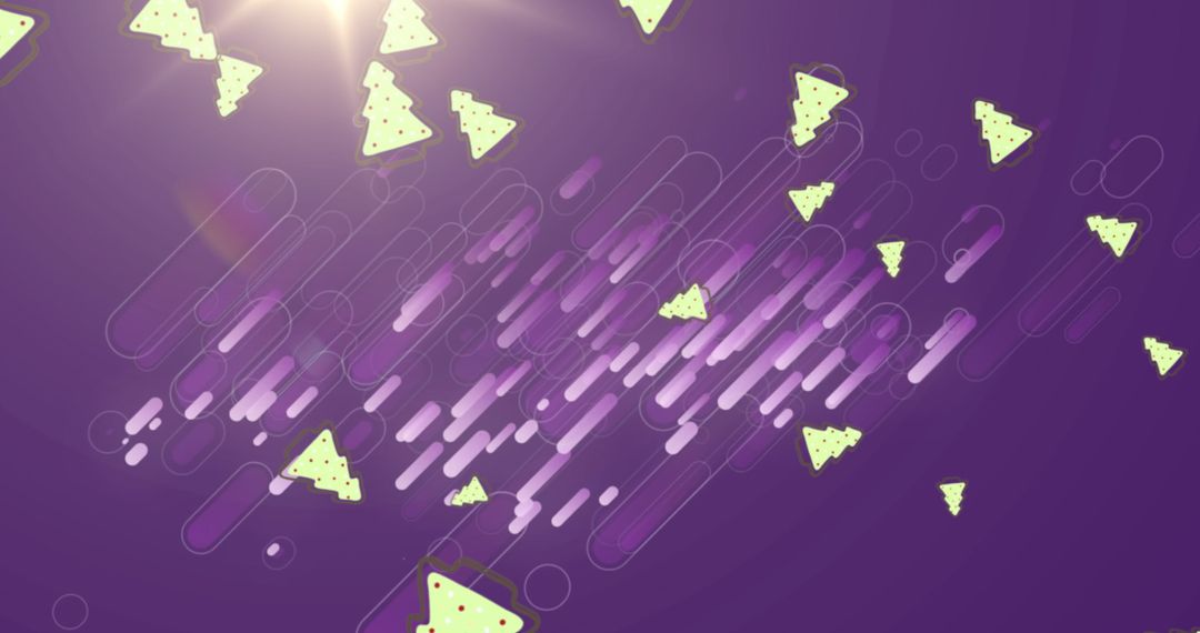 Festive Abstract Design with Christmas Tree Elements on Purple Background