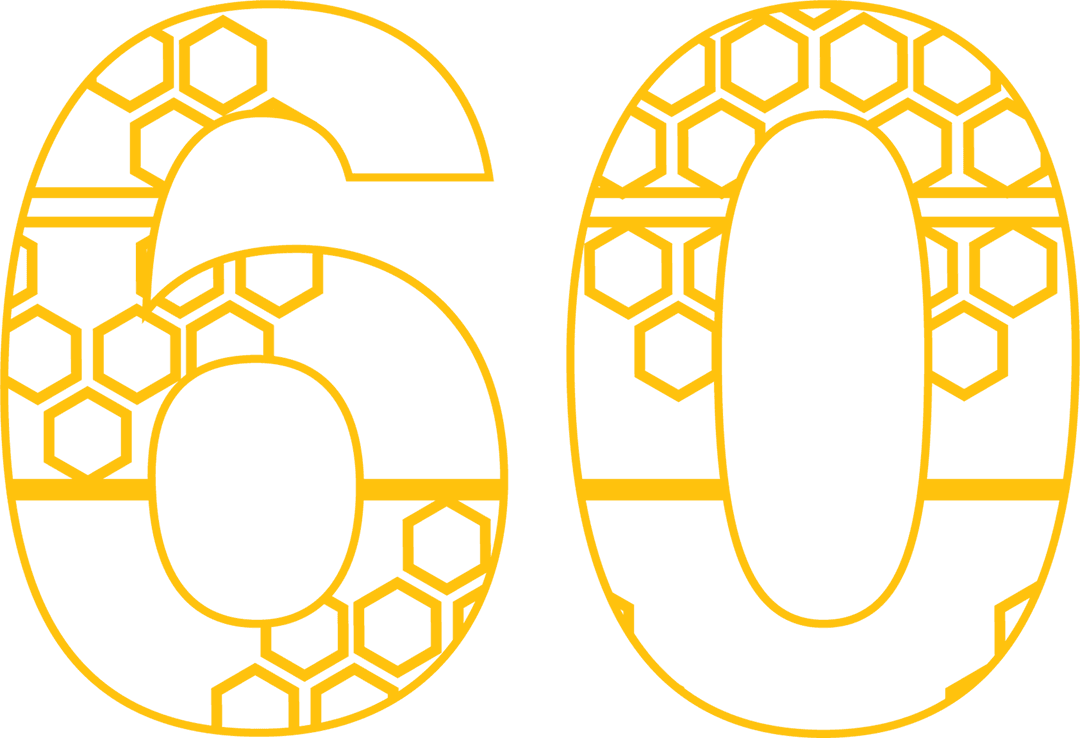 Transparent Celebration 60 Number with Honeycomb Design