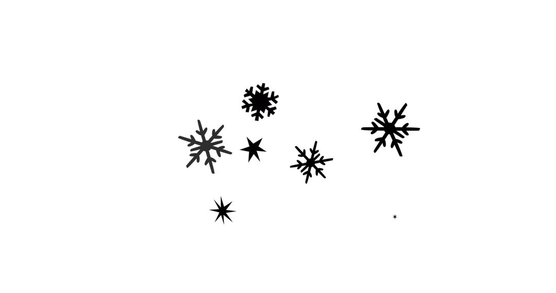 Floating Black Snowflakes on Minimalist White Background