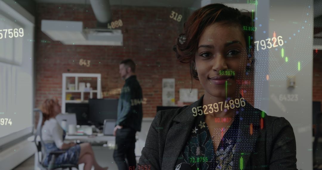 Digital Overlay and Confident Professional Reflecting Data Innovation