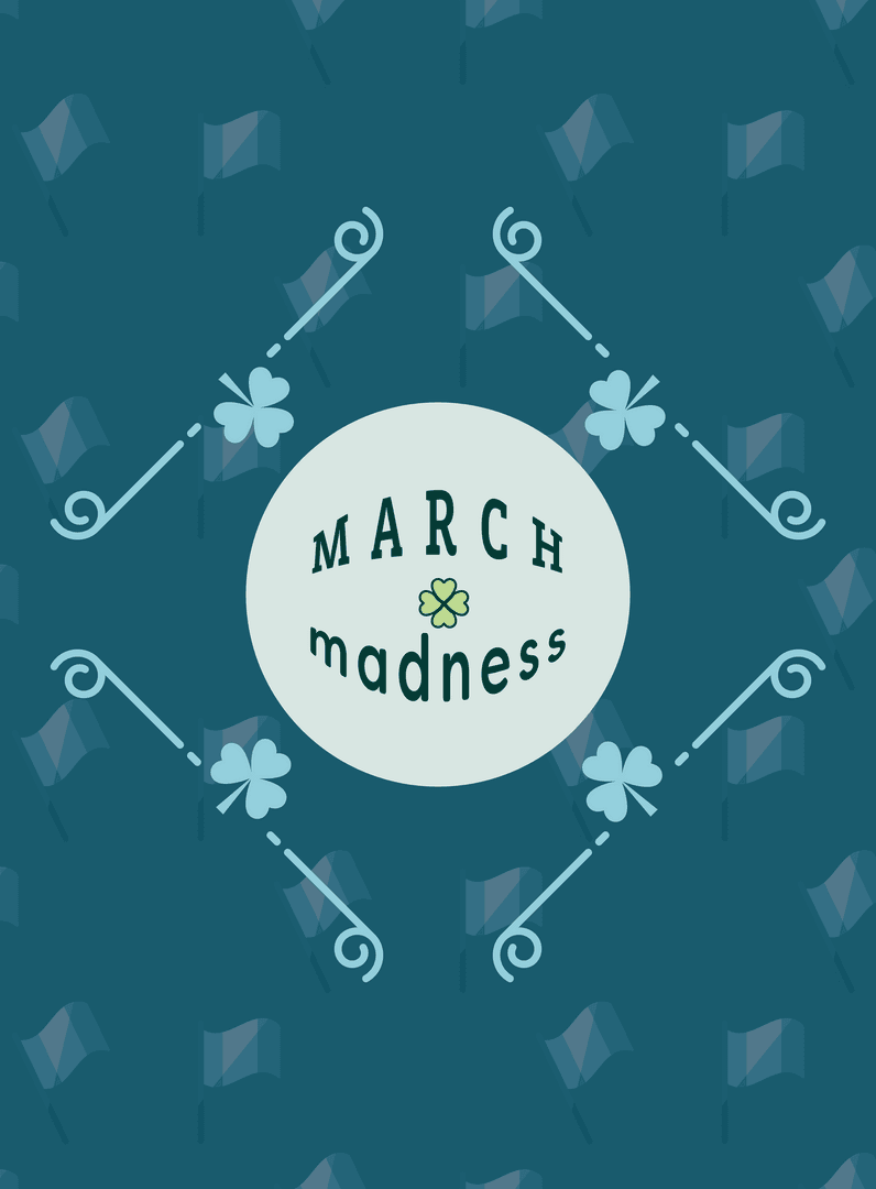 Transparent March Madness Card Illustration with Clover Accents